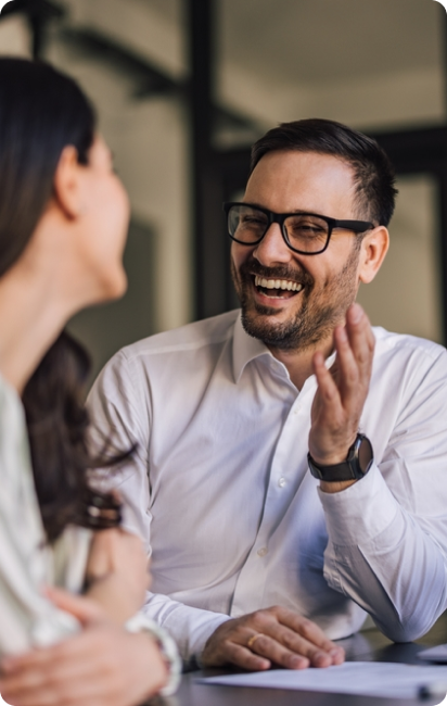 Business professional explaining automation solutions