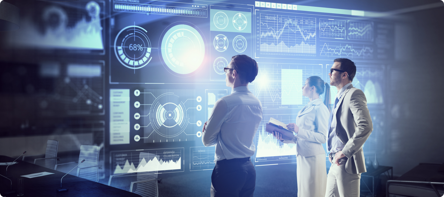 AI Data Visualization over city skyline